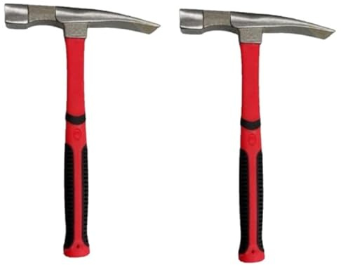 Unibos | 2X 600Grams Brick Hammer-200mm Head Width with Non Slip Ergonomic Fibre Handle Grip Handle for Comfort (2 Black Red Hammer)