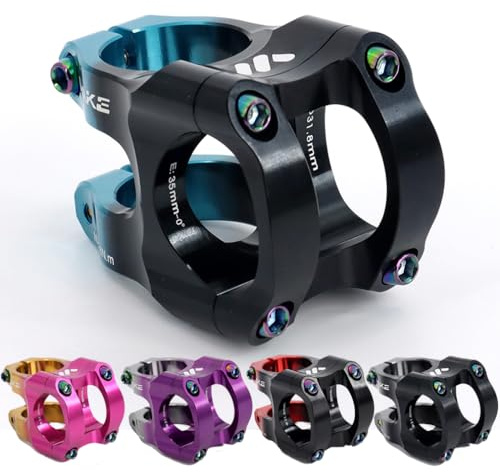 CYSKY Attacco Manubrio MTB 31,8 35mm 0 Gradi Attacco Manubrio Corto 1 1/4 Pollice per Bici da Corsa, Gravel, MTB, Downhill, BMX (Nero & Blu)
