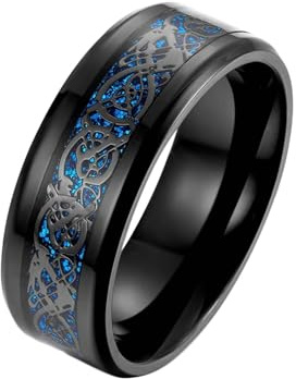 Tolldek Anelli di fidanzamento da uomo, 8 mm, in fibra di carbonio, da uomo, in acciaio inox, colore nero, rosso, per uomini, Acciaio inossidabile, Senza zirconi