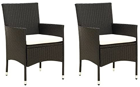 Sufrk Gartenstühle mit Kissen GartenstüHle Gartensessel Outdoor Garten StüHle Terassenstuhl 2 STK. Poly Rattan Schwarz - 316680