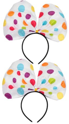 VINTORKY 2 Stück Clown Stirnband Buntes Punktdesign Aus Leichtem Material Mit Schleife Für Karneval Halloween Kostümcosplay Party