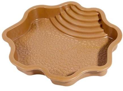 MagiDeal Bol de Bain d'eau pour Tortue, Piscine pour Reptiles avec Rampe, Bain pour Tortue, Bol de Terrarium, Plat d'alimentation pour Tortues, Fournitures, Jaune Brunâtre