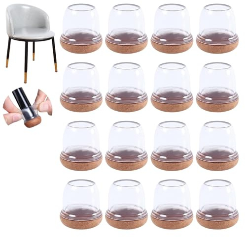 Chair Leg Floor Protectors, 16 Pcs Extra Small Black Silicone Chair Leg Covers Caps for Hardwood Floors with Wrapped Felt, Furniture Feet Protectors Pads