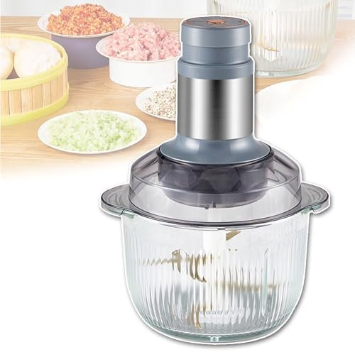 OZTYSGXM MáQuina para Picar Carne y Masa, Picadora de Carne EléCtrica Multifuncional para Hogar con Recipiente Vidrio y 3 Niveles Ajustables, Motor de Cobre Puro, para Cocina Casera
