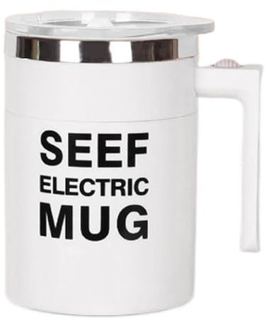 Automatic Stirring Coffee Mug - Auto Magnetic Stirrer, Double-Insulated Travel Drinkware with Lid & Spoon | Electric Stirrer 400ml Stainless Steel Portable Mixing Cup for Milk Tea, and Hot Chocolate
