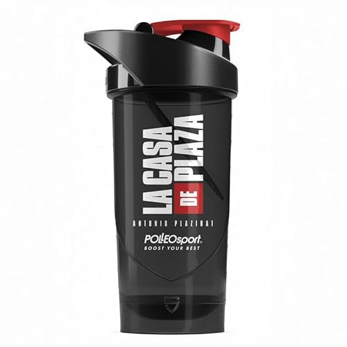 Shieldmixer Hero Pro Classic Shaker Antonio Plazibat – Sin BPA – Accesorios para el gimnasio – Coctelera de proteínas – Botella de fitness – Negro – 700 ml