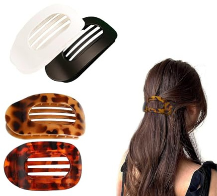 Hair Claw Clips for Women, 4 PCS French Matte Flat Hair Clips with Curved Design, No Slip Hair Clamps for Thin & Thick Hair, Ideal for Lying & Driving, Gift for Women & Girls