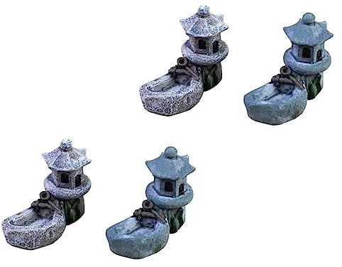 Garneck Micro Adornos de Resina para Jardín de Exterior, Torre de Piscina en Miniatura 4 Piezas Azul y Gris, Decoración de Micropaisajes Suculentos para Macetas y Terrarios