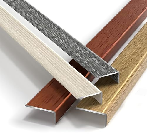 HAOKKV L-Profilleiste Für Bodenübergang, 3-pcs Stufenkantenschutz Aus Metall, 100 cm Fußböden Abdeckleisten, Treppenkantenleiste, Holzmaserung(Wine red,35MM)