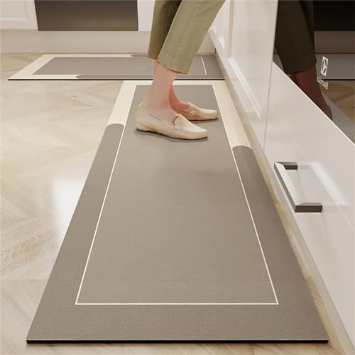 Rutschfester, waschbarer Küchenläufer, 80 x 199,9 cm, vielseitiger Teppich für Zuhause, Büro, Flur, Badezimmer, stilvolle Küchenmatten für stark frequentierte Bereiche, Kaffee-Design