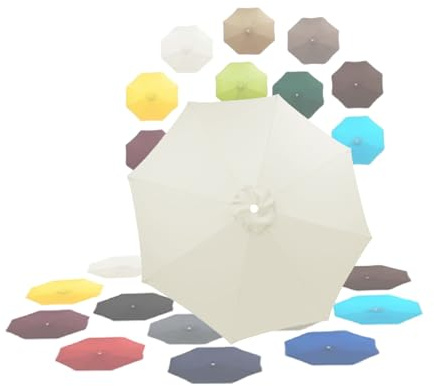 KDQRMVV 8 Baleines Toile De Parasol De Remplacement 200cm/270cm/350cm(Size:8Ribs 400cm/13.2ft,Color:Blanc)