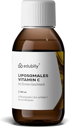 edubily® Liposomales Vitamin C – Hochbioverfügbares Vitamin C Liquid mit Phospholipiden aus Sonnenblumen - Vegan, allergenfrei & glutenfrei - Frischer Zitronengeschmack (150 ml)