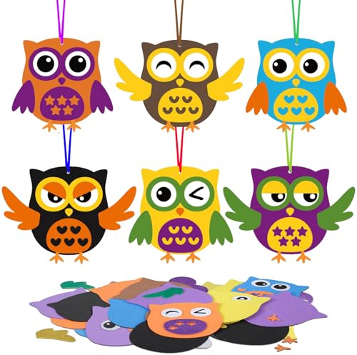 PPGGOPP Loisirs Créatifs d'automne et d'hiver pour Enfants,6Pcs Automne Feutre Loisirs pour Enfants,Bricolage d'Automne en Mousse, Automne Deco Feutrine Feuilles Hibou Ornement pour Porte Fenêtre
