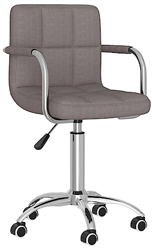 QJBSAVVA Esszimmerstuhl Drehbar Taupe Stoff Bezogen mit Gasdruckfeder Höhenverstellbar Moderner Küchenstuhl für Esszimmer und Wohnzimmer 50 x 47 x 74,5-86 cm