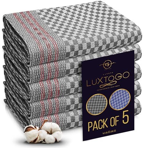LUXTOGO® Geschirrtücher Baumwolle Set, 100% Baumwolle Küchentücher, Ringgesponnene Extra Dicker 300 g/m² Geschirrhandtücher 50 x 70 cm Küchenhandtücher & Teetücher für Küche.(5 STK)