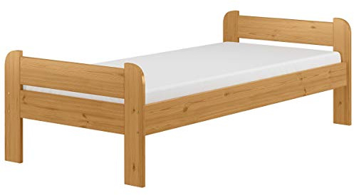 Erst-Holz®Einzelbett Echtholzbett Kiefer Massiv 90 x 200 cmFederleisten und Matratze