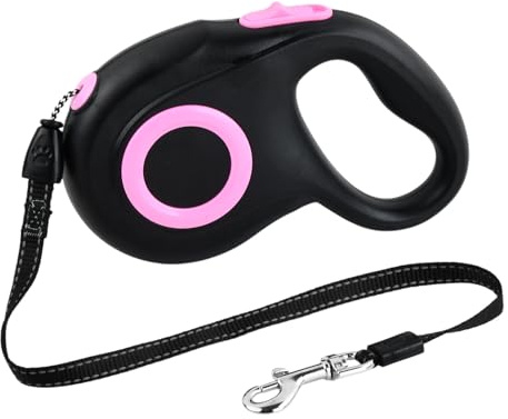 Guinzaglio Allungabile per Cani, Guinzaglio Retrattile Automatico 5m per Cani e Gatti Fino a 25kg, Guinzaglio Estensibile con Pulsante Blocco, Impugnatura Ergonomica Morbida, Design Anti-Groviglio