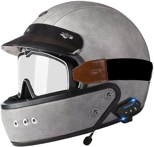 Bluetooth Casco Moto Jet Casco Integrale, Casco Scooter Casco A Scodella Per Uomini E Donne Adulti, Caschi Jet Con Occhiali, Moto Mezzo Casco Omologato DOT/ECE 2,M=57-58CM