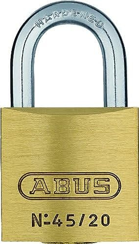 ABUS Vorhängeschloss 45/20 aus Messing - 2er Set - für Spinde, Werkzeugkisten, Koffer - 11819 - ABUS-Sicherheitslevel 2 - Messingfarben | Schlosskörper aus Messing, Bügel aus gehärtetem Stahl – 20 mm breit, 35 g, inkl. 3 Schlüssel, Sicherheitslevel 2