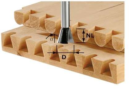 Festool Gratfräser HW S8 D20/17/15° – Schwalbenschwanzfräser | Zinkenfräser für offene Schwalbenschwanzverbindung SZ 20 – Schaft 8 mm, Durchmesser 20 mm, Schnittwinkel 15°