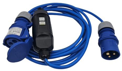 HDIUK UK Made 16 Amp CEE Mains Power Hookup Cable With RCD Safety Device. Outdoor Extension Lead for Events, Catering, Motorhome, Caravan, Marine Power (5 Metres)