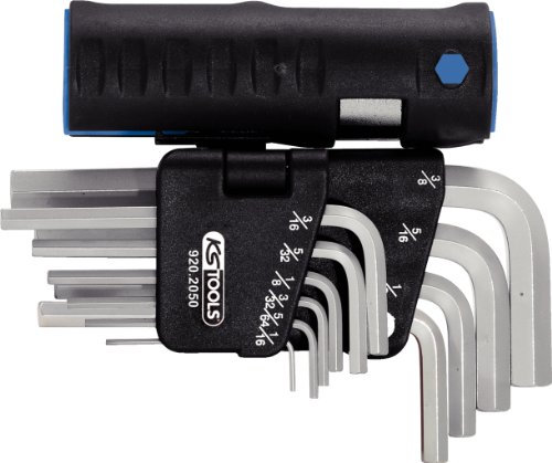 KS Tools 920.2050 3 in 1 Innen6kant-Winkelstiftschlüssel-Satz,10-tlg. kurz, Zoll