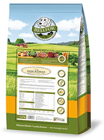Bellfor Heide-Schmaus Hundefutter für mittelgroße Hunde 2,5 kg – Getreidefreies Trockenfutter mit Weidelamm und Wildkaninchen, 70% Fleischanteil, Omega-3, bei sensiblem Magen