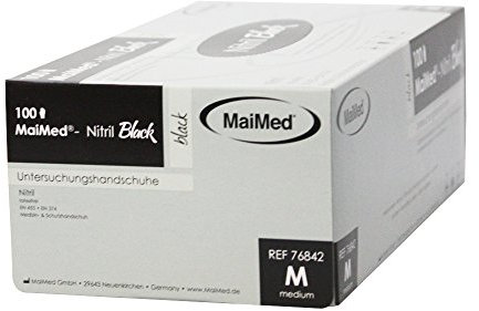 Maimed Nitril Black gants jetables noir 100 pièces M - gant nitrile noir sans poudre - tailles S, M, L, XL - gants alimentaire cuisine menage mecanicien