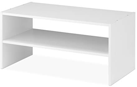 Whitmor Wood Stackable 2-Shelf Shoe Rack, White, 24 inches