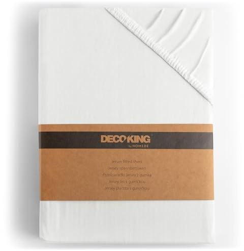 DecoKing Spannbettlaken 200x200 200x220 cm 100% gekämmte Baumwolle Weiß Spannbetttücher Jersey Boxspringbett Amber 200 x 200 200 x 220