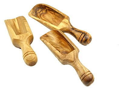D.O.M. Salzschippchen 9 cm aus Olivenholz 3tlg. Set