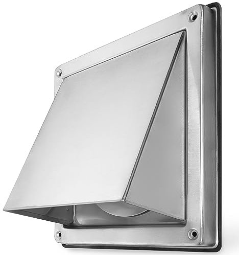 calimaero® HWG Edelstahl Lüftungsgitter 150mm, Abluftgitter, Integrierte Rückstauklappe, Sehr Witterungsbeständig, Abdeckung Dunstabzug Außen, Wandanschluß Abluft