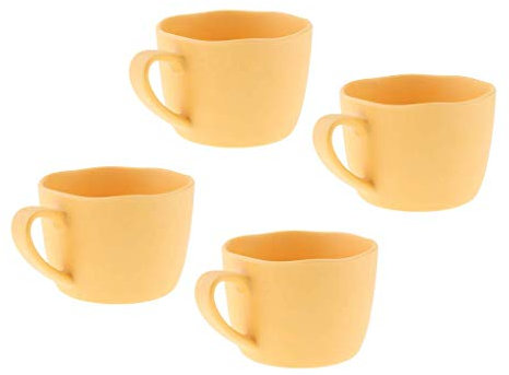 Tubayia 4 tazze da caffè in melamina, per feste, campeggio, picnic (giallo)