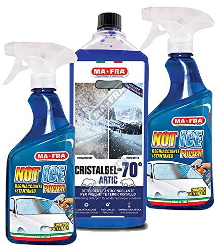 Kit Antigelo Auto Parabrezza Mafra - Cristalbel -70° x1 - Notice 500ml x2 | Set Antighiaccio Parabrezza Cristalli Auto 3 Pezzi
