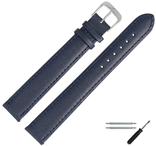 MARBURGER Uhrenarmband 20mm Leder XXL Glatt Mit Naht - Werkzeug Montage Set 10120