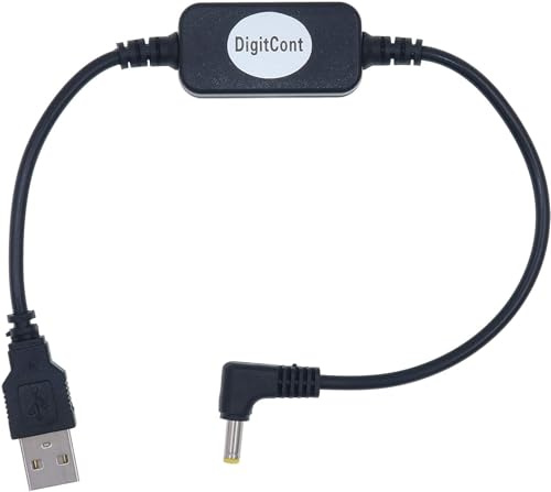 DigitCont USB DC 5V-12V Cable de alimentación de 4 mm x 1,7 mm, compatible con dispositivos Dot, cable convertidor de voltaje USB, cable adaptador de fuente de alimentación 3A requerido Negro