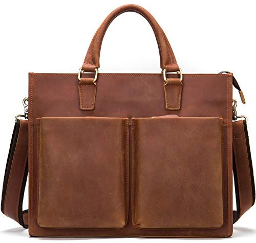 Businesstasche Aktentasche Männer Handtasche, Herren Classic Retro Rindsleder-Aktenkoffer-Tablet-Business-Tasche 13,3-Zoll-Laptop-Messenger Bag Arbeit Satchel Computer Handtasche Jungen Messenger Schu