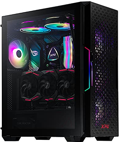 ADATA XPG STARKER Air Mid-Tower PC Chassis, ATX/Micro ATX, Mini-ITX, Compact Size, Tempered Glass Side Panel, I/O USB 3.0 Port, Black