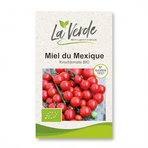 La Verde MEIN GARTEN UND ICH. Miel du Mexique BIO Tomatensamen für ca. 8–10 Pflanzen, aromatische Kirschtomate, Saatgut ohne Gentechnik