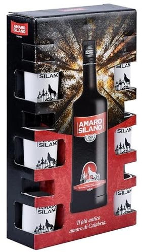 BOSCO LIQUORI AMARO SILANO 70 CL CON 6 BICCHIERI E CONFEZIONE REGALO
