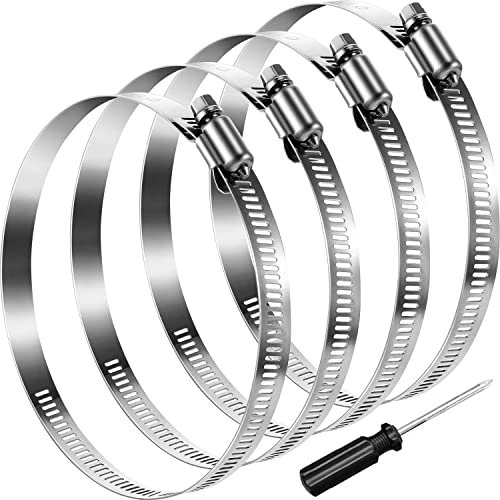 Fascette Metalliche Fascetta Stringitubo Fascette Regolabili in Acciaio Inox 304 4pcs Collare di Serraggio 141–165 mm per Tubo per condotti regolabili Giunto, tubo di fissaggio tubi e tubi (4)