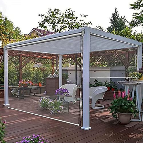 Stores enrouleurs Rideau Extérieur Imperméable，À Rouleau Transparents Extérieurs,Coupe-Vent Protection UV Store Enrouleurpour Facade Avant de Pergola Cabana pour Jardin Patio Sur mesur(Size:140×200cm)