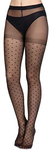 FUTURO FASION damer polkaprickiga mönstrade stretchiga tights rena strumpbyxor L AA726