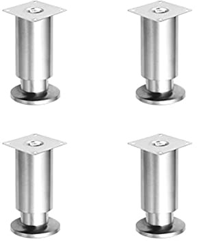 Gittcoll 4 Pcs Adjustable Stainless Steel Furniture Legs Metal Thicken Table Chair Replacement DIY Legs with Protective Rubber Pad for Cabinet Cupboard Sofa Couch Bookcase (12cm, Silver)