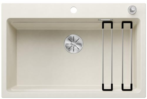 BLANCO ETAGON 8 Fregadero de granito de color blanco suave de SILGRANIT | Tipo de montaje: instalación desde arriba | para armarios inferiores de 80 cm de ancho | concepto de sistema inteligente con