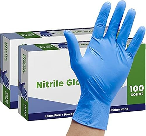 Fusion Vibes Disposable Nitrile Gloves, Latex Free, Powder Free, Blue, Extra Strong, Multi-Purpose Gloves, Disposable, Medical Grade, Surgical Gloves, Non-Sterile, Single Use - LARGE (Pack of 200)