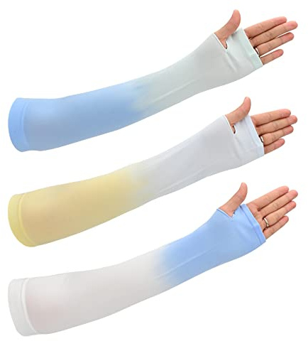 3 Paar Arm Sleeves UPF50+ UV-Schutz Kühlung Armstulpen Farbverlauf Sommer Sonne Sonne Schützen für Männer Frauen Tattoo Cover Unisex Ärmlinge Kompressions Arm Ärmel Rutschfest für Outdoor Laufen