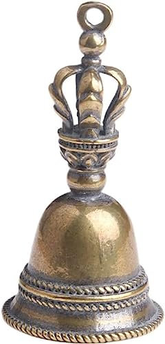 Metall-Tee-Handglocke, Glockenalarm, Messing-Handglocke, Hochzeitsglocken, Handglocke for Zuhause, Vintage-Stil, Mini-Einzigartige, geschnitzte Esstischglocke, (Farbe: Vintage-Farbe, Größe: 13 x 6,6 c