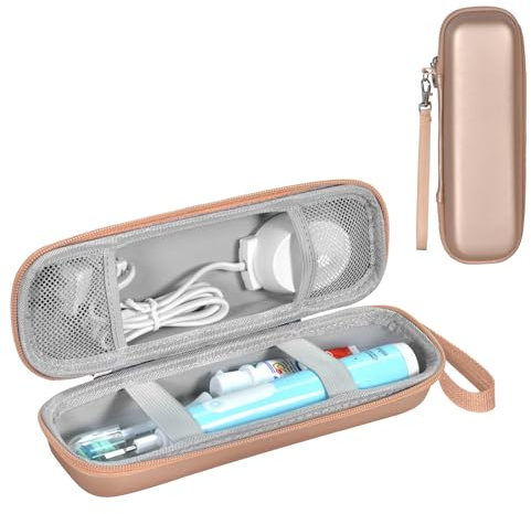 TUNYINSH Elektrische Zahnbürste Reiseetui für Oral B/Oral-B Pro/Phlips Sonicare Electric Toothbrush, Tragbare Hartschalen eise-etui für oral b aufsteckbürsten und Zubehör (Roségold)