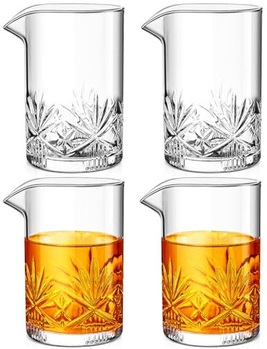 Dandat Cocktail-Rührgläser, 680 ml, Kristallgläser, Mischkrug für Bar, Party, Barkeeper, Whiskey, Trinkstreuer, Zubehör, 4 Stück